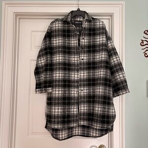 Monochrome plaid jacket with wool